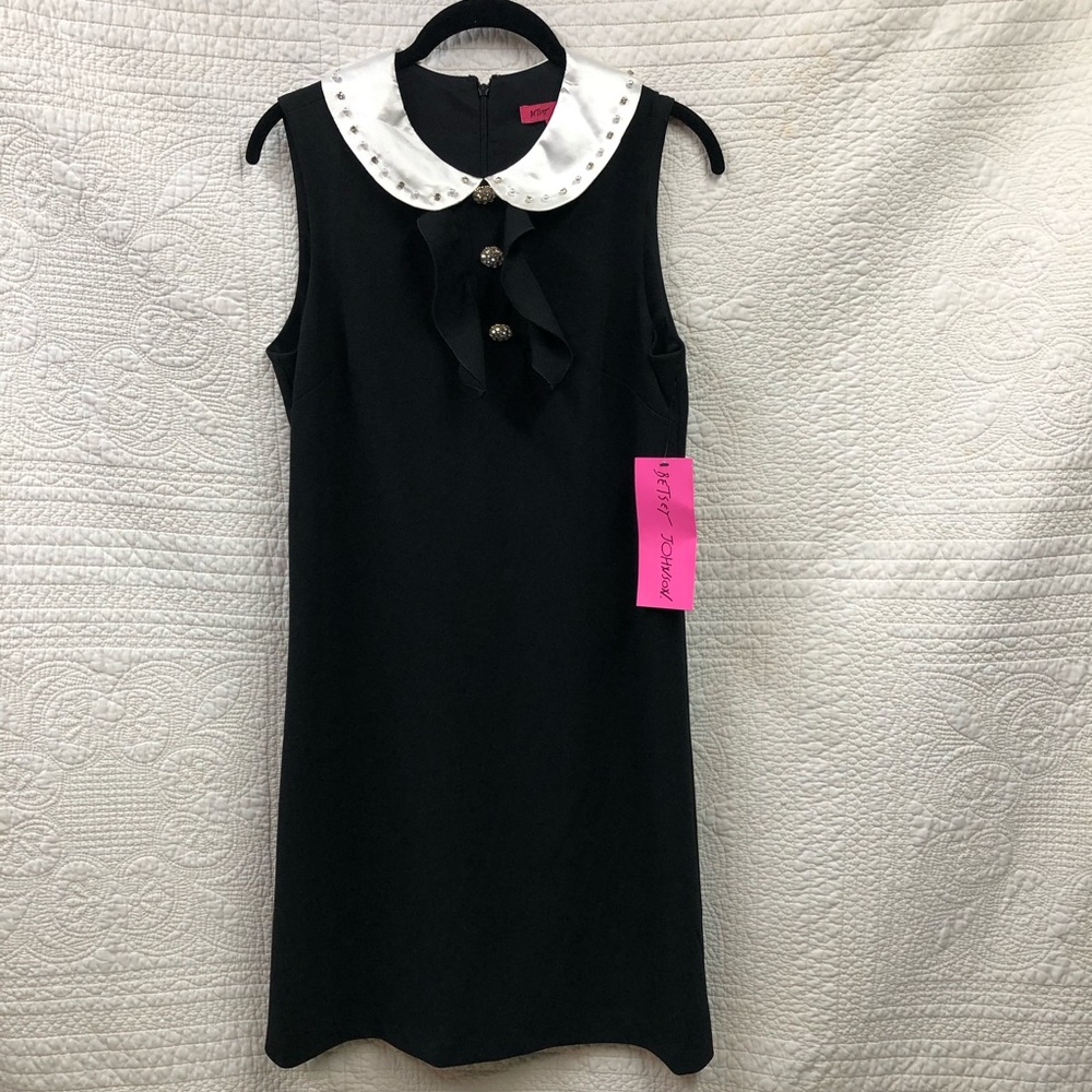 Betsy Johnson Peter Pan Collar Black Dress 4 NWT